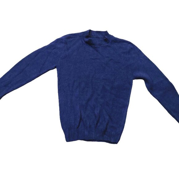 Vintage 1940s-1980s Sweaters - Vintage 1940s-1950s Royal Blue Long Sleeve Knit Crewneck Sweater Sz XS